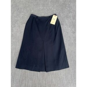 Vtg 80s BASILE Italy Women Black Wool Pleated Midi Skirt Sz 28 High Waist Goth